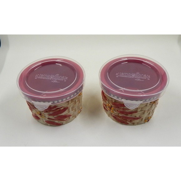 Temp-tations by Tara Old World Basket Weave Red Round Ramekins 6 oz Set of 2 - Picture 7 of 9